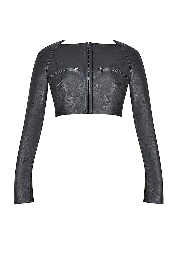 Stilla | Cropped Top Vegansk Læder Med Maxi Nederdel