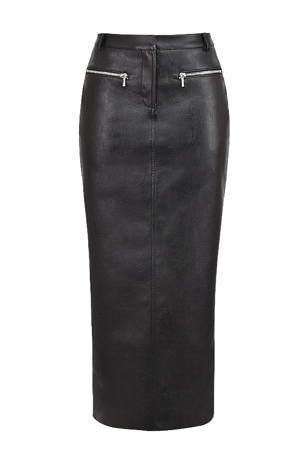 Stilla | Cropped Top Vegansk Læder Med Maxi Nederdel