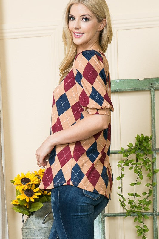 Stilla | Print Puff Sleeve Strik Jersey Top