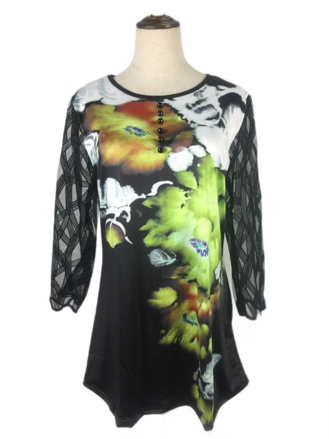 Stilla | Trendy Trykt Blonde Splice Kortærmet T-shirt