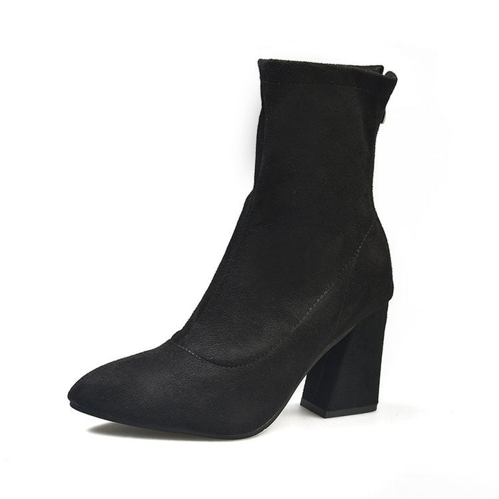 Dame Ankle Boots i satinmateriale med elegant blokhæl og sømløst design Stilla