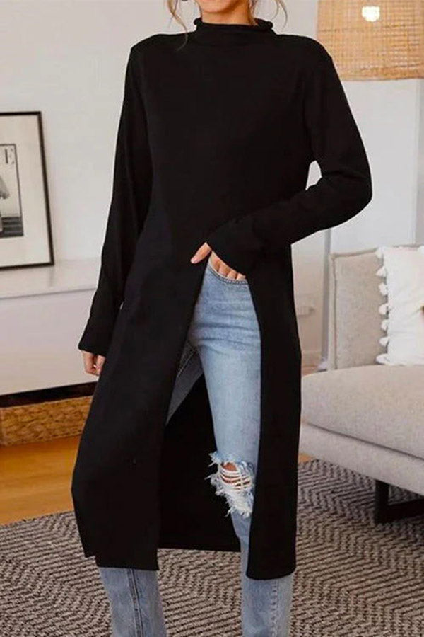 Stilla | Mylah Turtleneck Langærmet Høj Slids Kjole