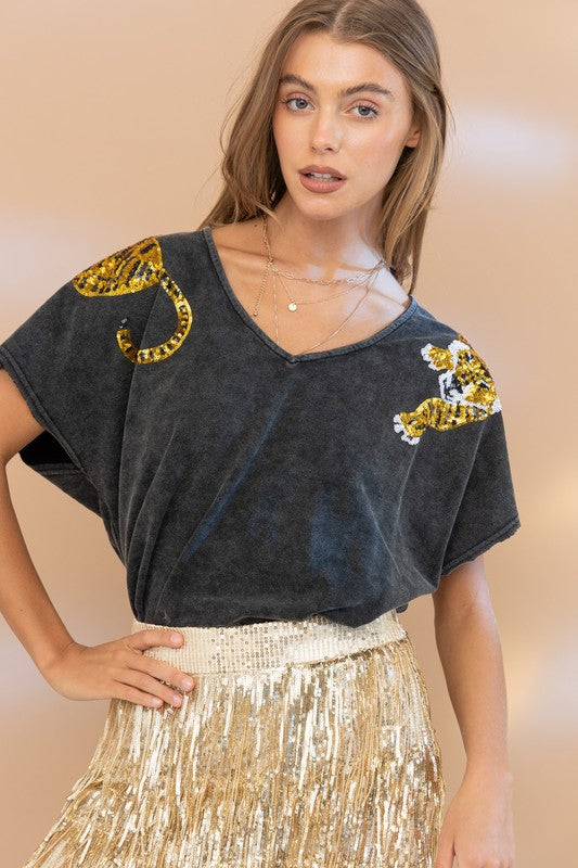 Stilla | Paillet Patch T-shirt