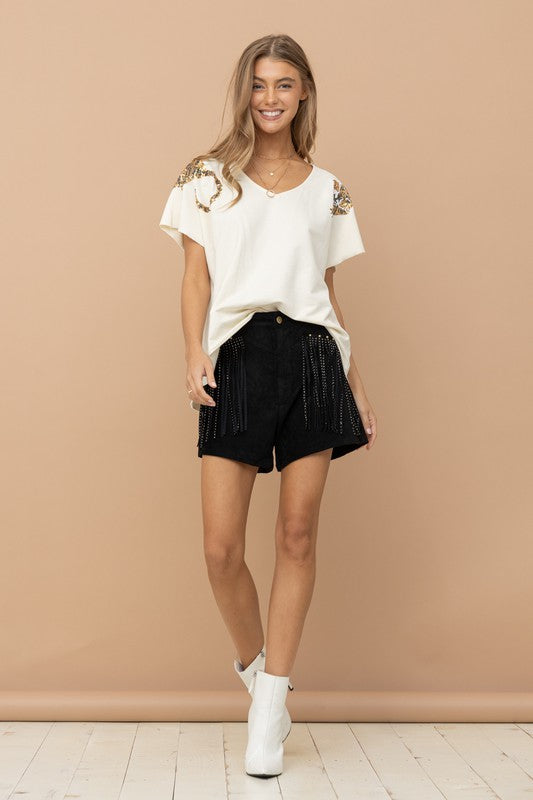 Stilla | Paillet Patch T-shirt