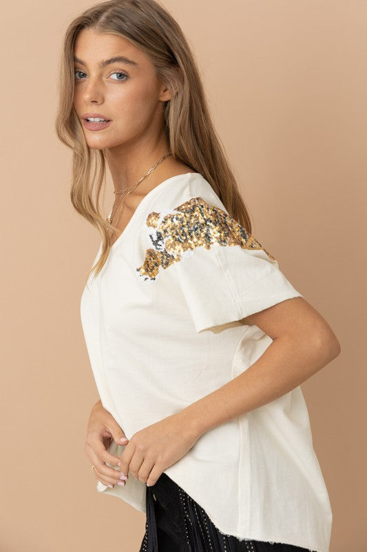Stilla | Paillet Patch T-shirt