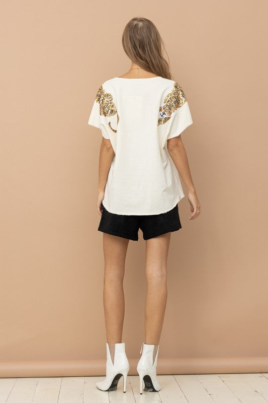 Stilla | Paillet Patch T-shirt