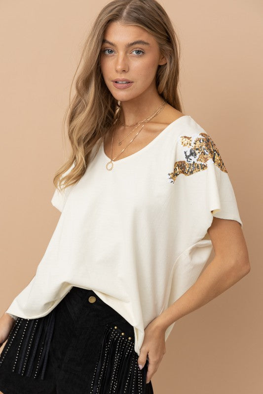 Stilla | Paillet Patch T-shirt