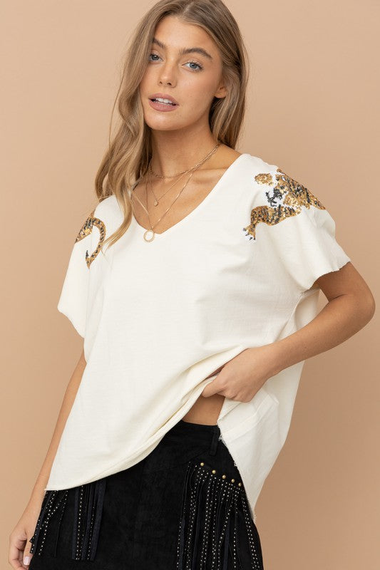 Stilla | Paillet Patch T-shirt