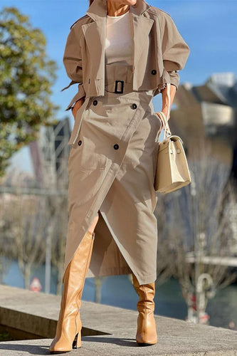 Stilla | Britisk stil, Elegant, Ensfarvet, Lommerknapper, Slå-krave, Lange ærmer, To-delt