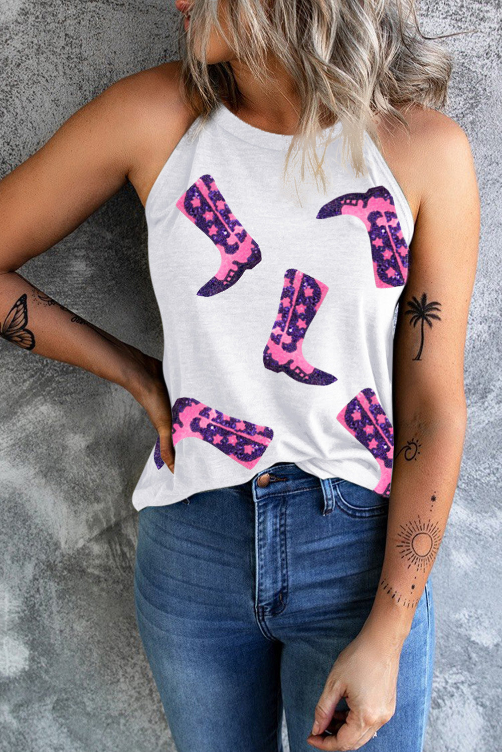 Stilla | Boots Print Rund Hals Tank