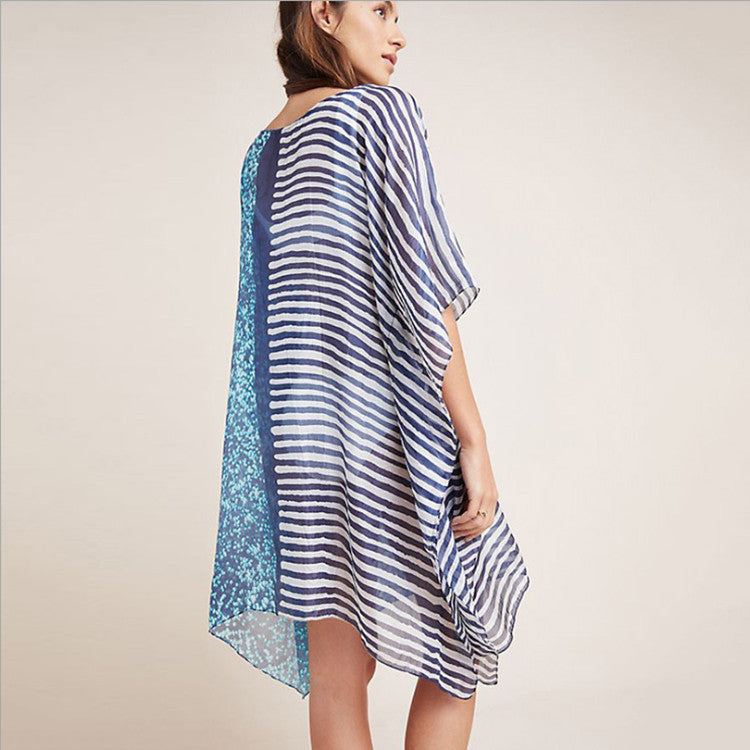 Dame Strandtunika med asymmetrisk design og mode mønster Stilla