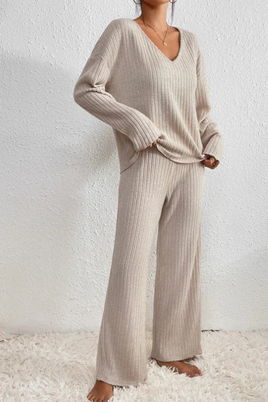 Stilla | Dame Ribstrik To-Delt Loungewear Sæt