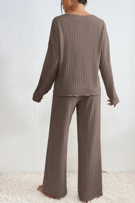 Stilla | Dame Ribstrik To-Delt Loungewear Sæt