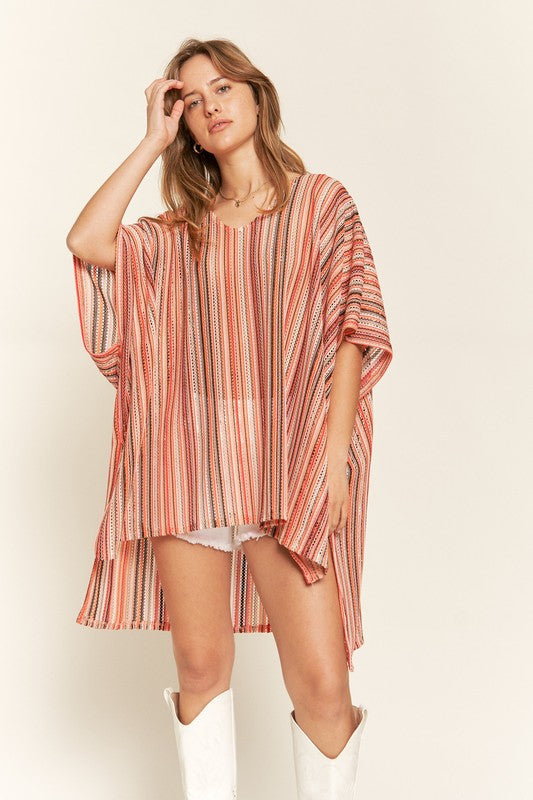 Stilla | Lodret Stribet Poncho