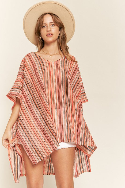 Stilla | Lodret Stribet Poncho