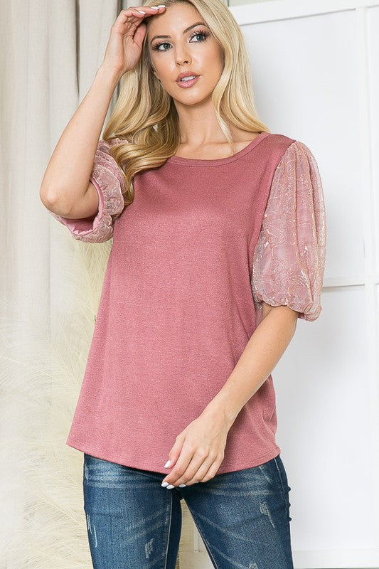 Stilla | Bubble Sleeve Knit Top - Kongeblå