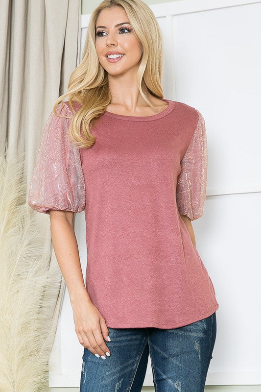 Stilla | Bubble Sleeve Knit Top - Kongeblå