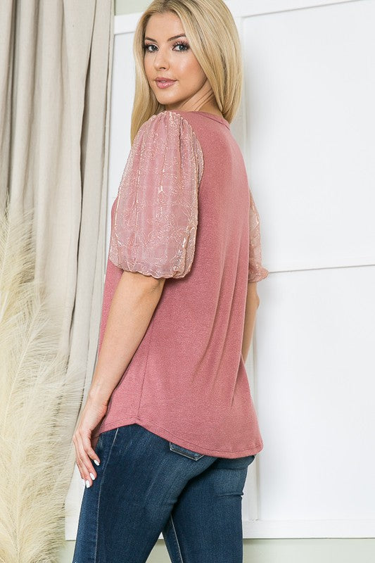 Stilla | Bubble Sleeve Knit Top - Kongeblå