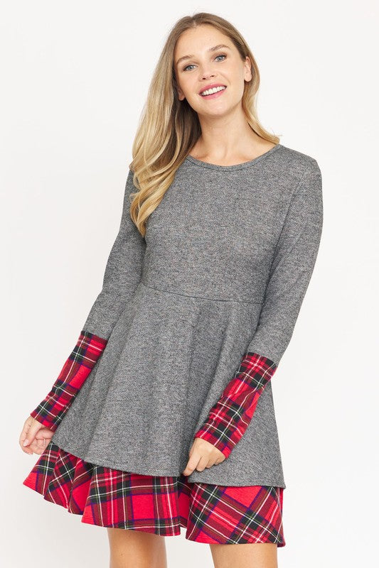 Stilla | Plaid Lagdelt Fit Og Flare Kjole