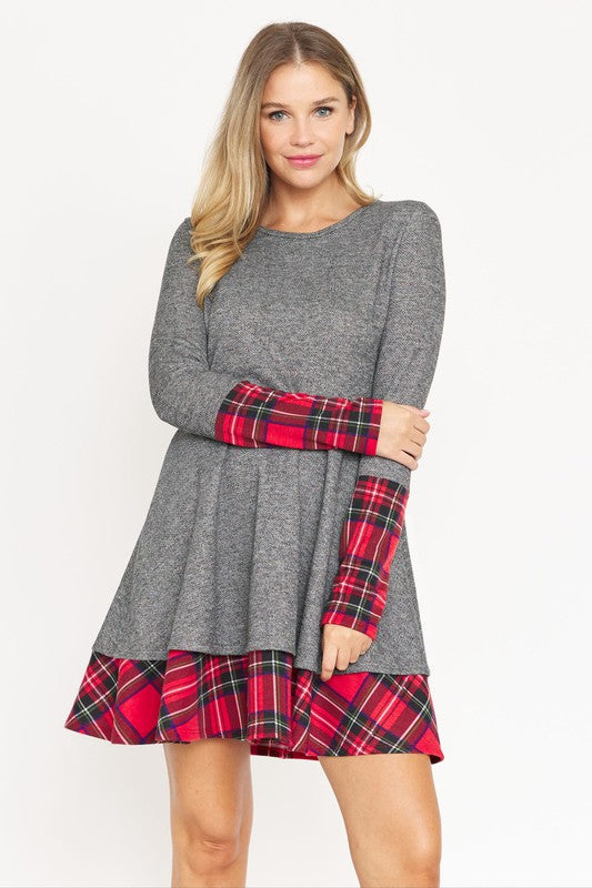 Stilla | Plaid Lagdelt Fit Og Flare Kjole