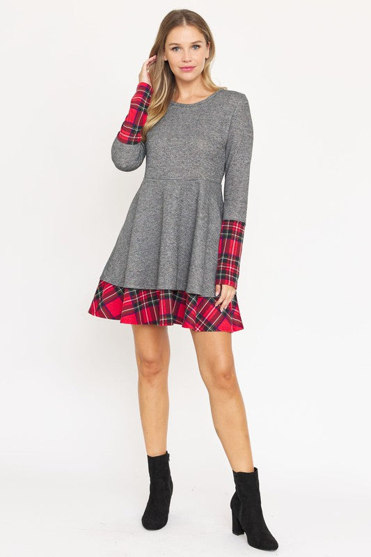Stilla | Plaid Lagdelt Fit Og Flare Kjole