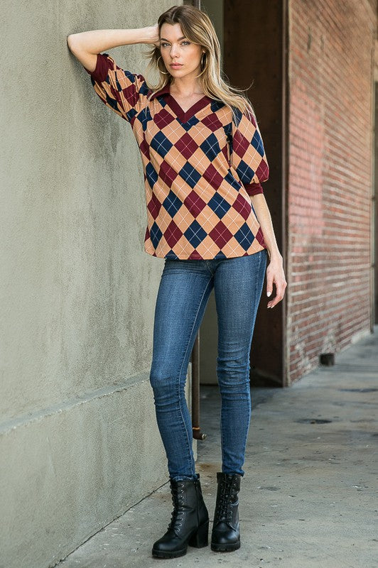 Stilla | Argyle Top