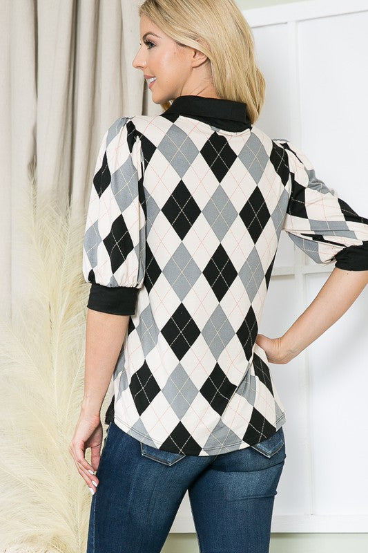 Stilla | Argyle Top