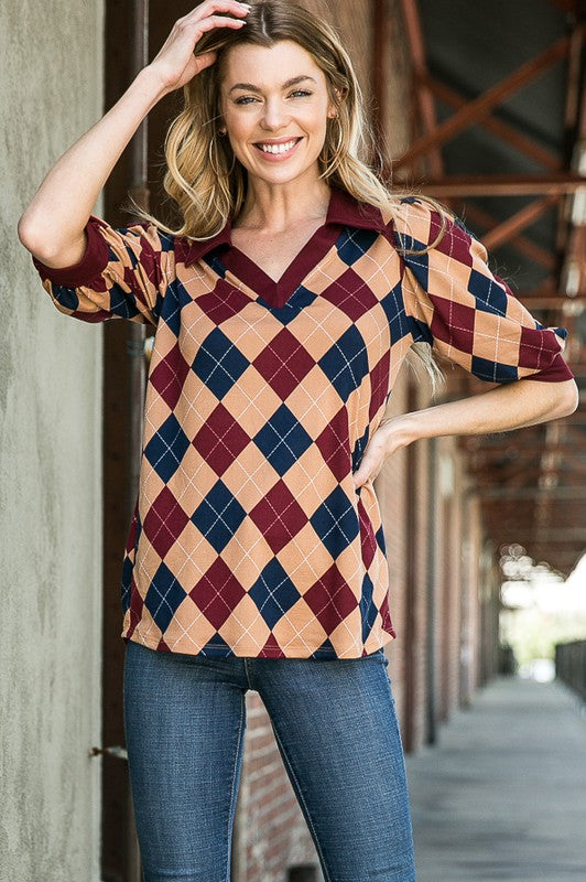 Stilla | Argyle Top