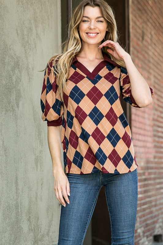 Stilla | Argyle Top