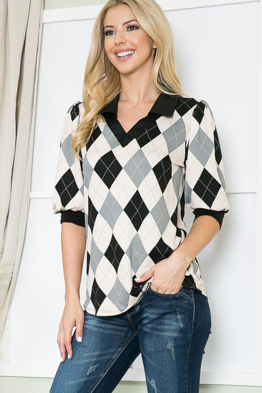 Stilla | Argyle Top