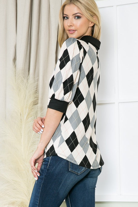Stilla | Argyle Top