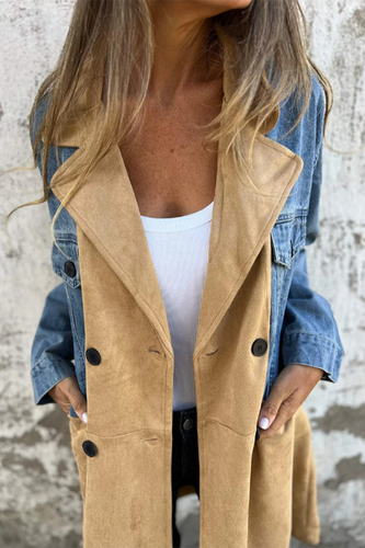 Stilla | Lette streetbuttons, kontrastfarvet omslået krave, lange ærmer, bred jeansjakke