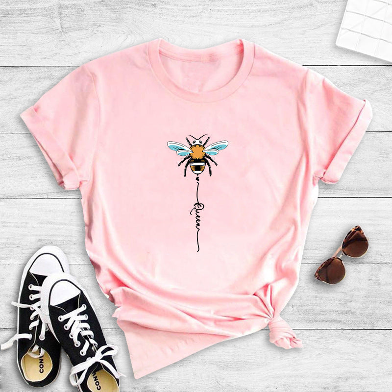 Dame T-shirt med kreativ bi-design Stilla