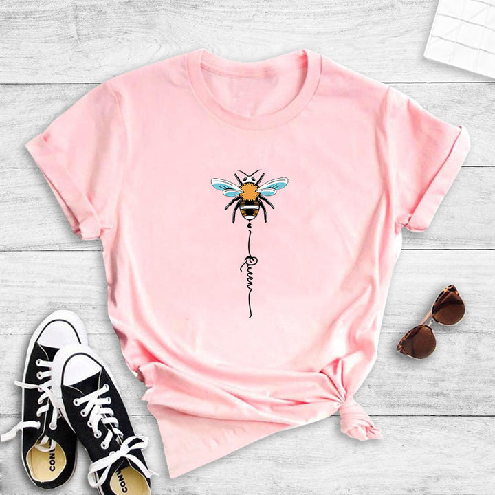 Dame T-shirt med kreativ bi-design Stilla
