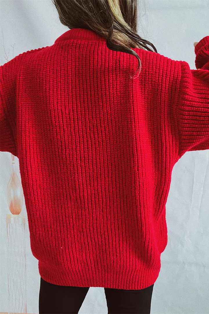 Stilla | Lækker Julemand Juletræ Patchwork Vævning Rundhals Sweater
