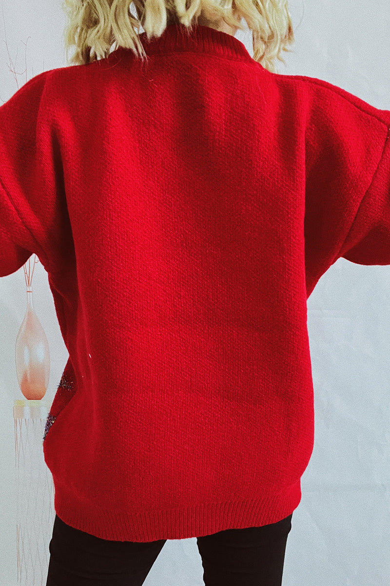 Stilla | Lækkert Juletræ Paillet Patch Rundhalset Pullover