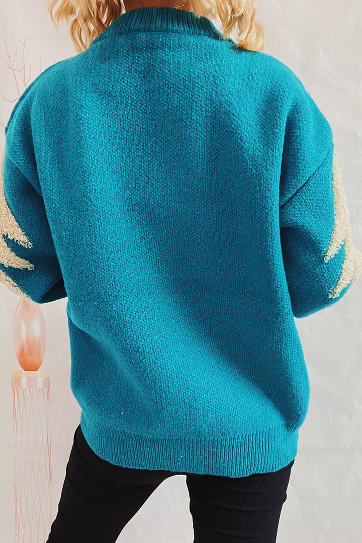 Stilla | Lækkert Juletræ Paillet Patch Rundhalset Pullover