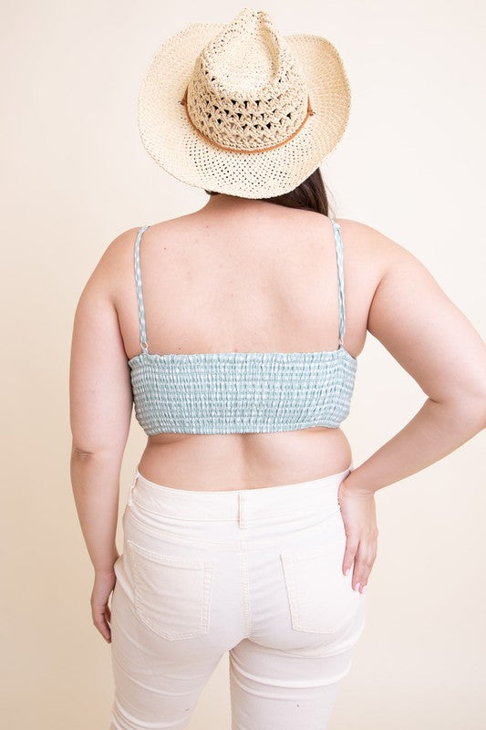 Stilla | Size Gingham Smocked Bralette
