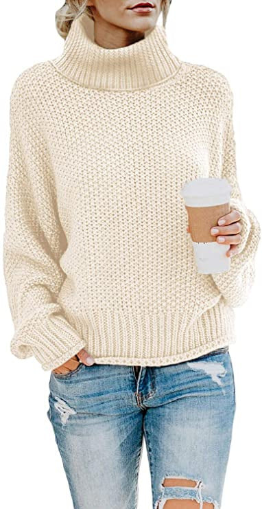 Dame hyggelig rullekrave sweater lavet af struktureret uld Stilla