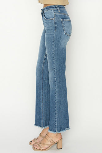 Stilla | Mid-Rise Frayed Hem Bootcut Jeans