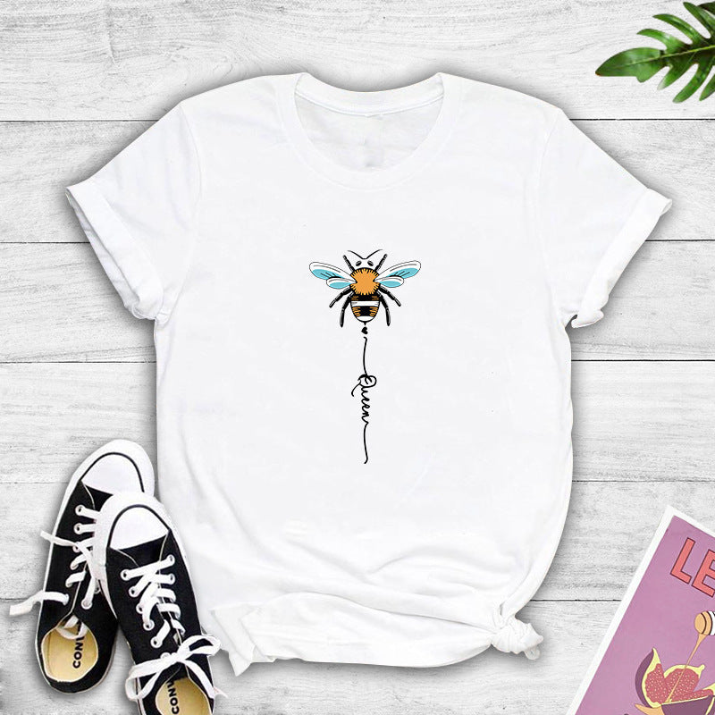 Dame T-shirt med kreativ bi-design Stilla