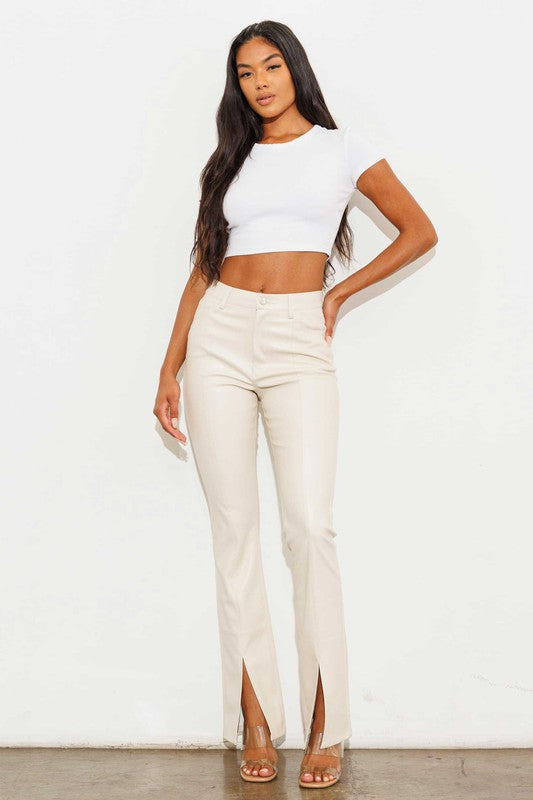 Stilla | Læder Front Slids Bootcut