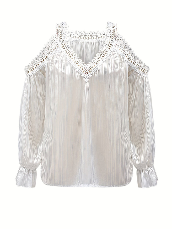 Stilla | Bluse Draperet Med Spidskant