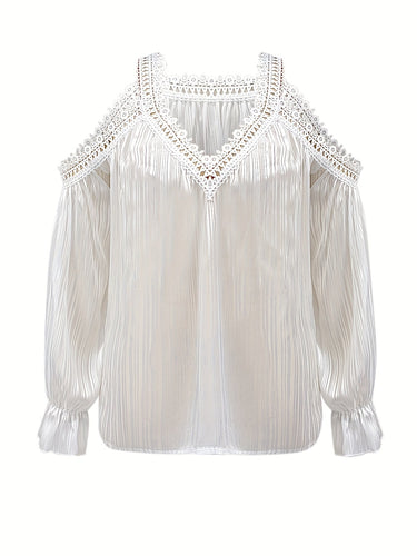 Stilla | Bluse Draperet Med Spidskant