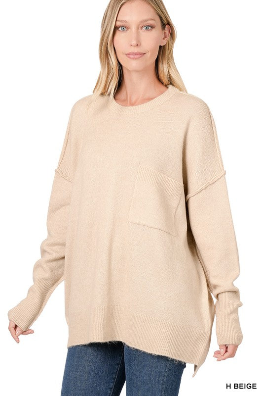 Stilla | Hi-low Hem Lomme Sweater