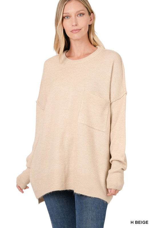 Stilla | Hi-low Hem Lomme Sweater