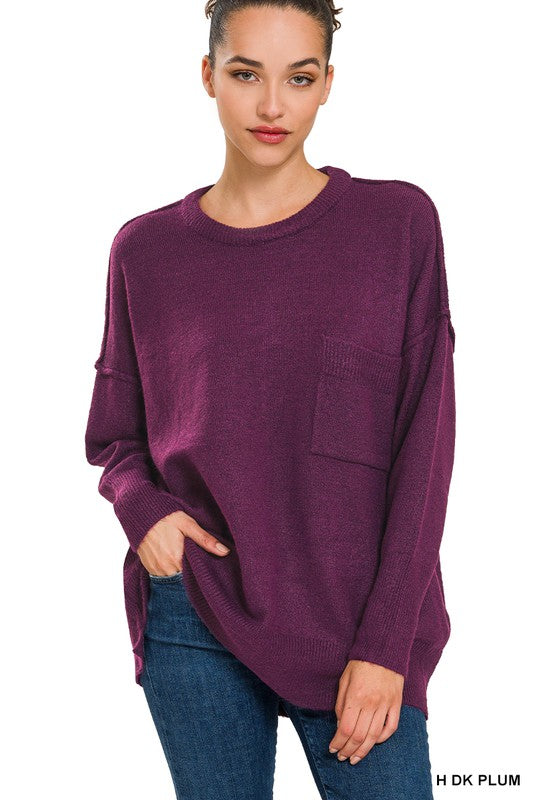 Stilla | Hi-low Hem Lomme Sweater