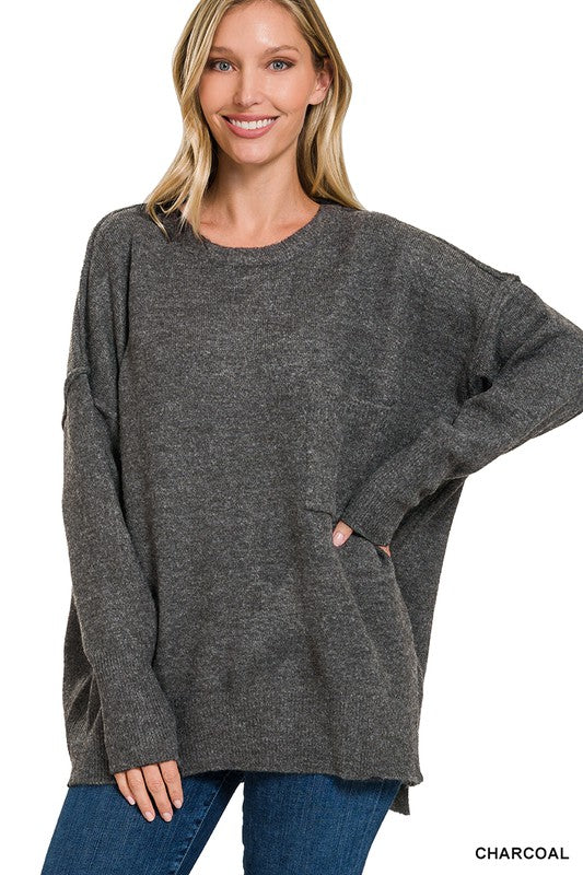 Stilla | Hi-low Hem Lomme Sweater