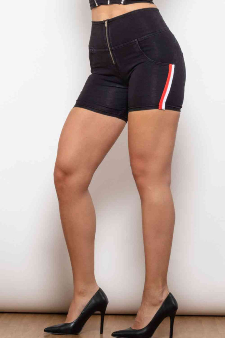 Stilla | Størrelse Side Stripe Lynlåslukning Denim Shorts