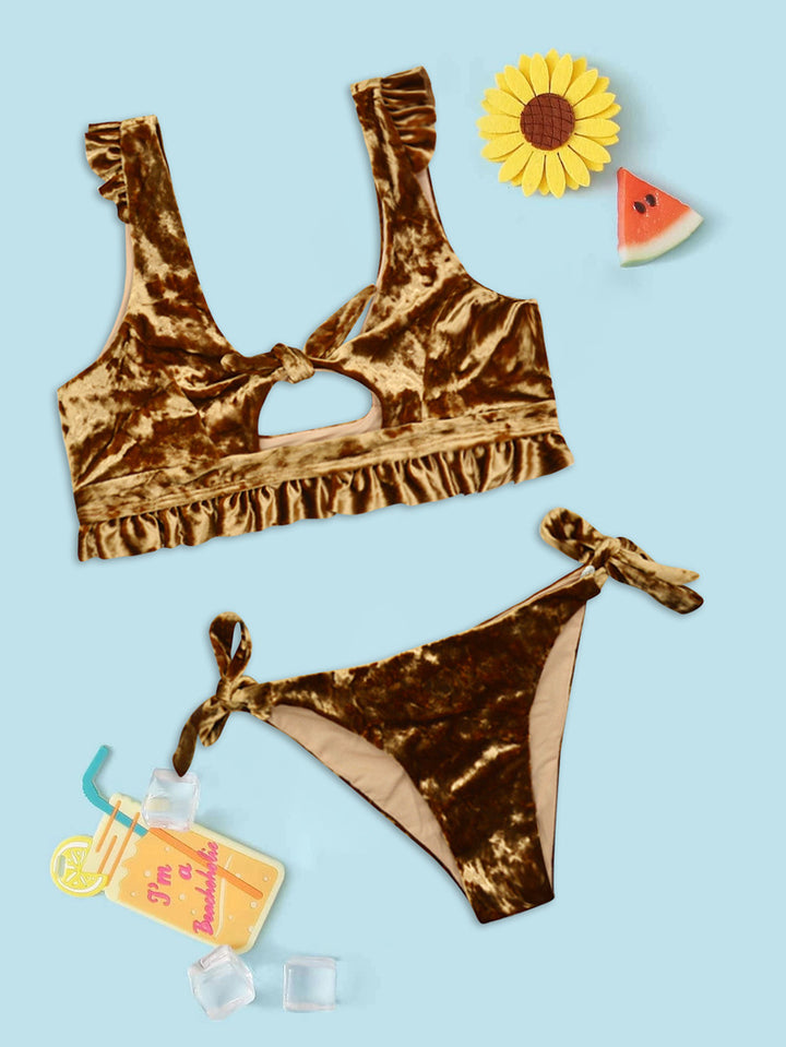 Dame bikini-sæt med raffinerede flæsedetaljer og stilfuld udskæring Stilla